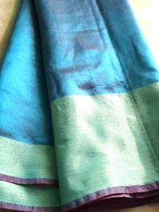Beautiful Sea Blue Saree