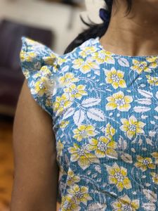 Floral Print Flutter Sleeve Top