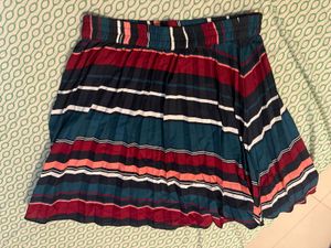 Pleated Striped Mini Skirt