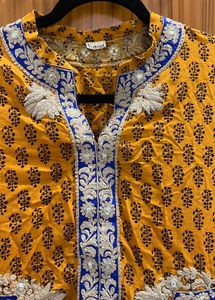 kaya boutique mustard Yellow Printed Anarkali Gown