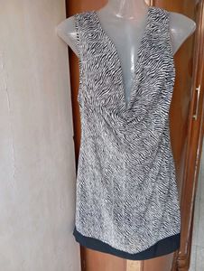 Stylish Zebra Print Cowl Neck Mini Dress
