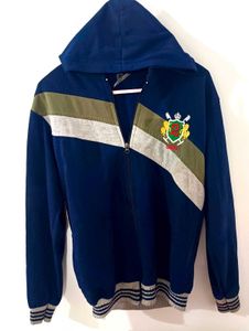 Men's Blue Striped Zip-Up Hoodie