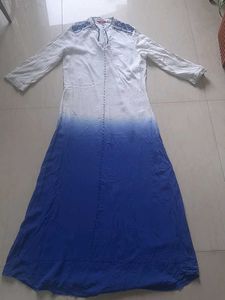 Stylish White & Blue Ombre Kurta