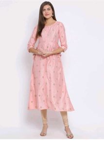 Elegant Pink Embroidered Kurta free delivery