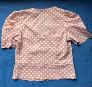 Cute Polka Dot Puff Sleeve Top