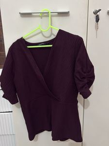 Stylish Ribbed Wrap Top