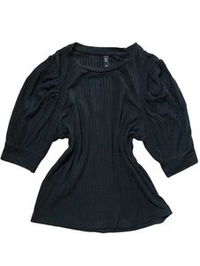 Chic Black Puff Sleeve Top