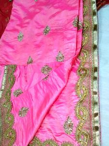 Elegant Pink Embroidered Saree with design blous