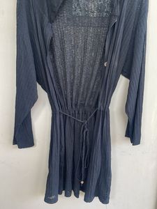 Black Hooded Duster Cardigan