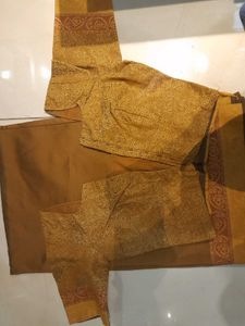 Elegant Mustard Saree with stitched blouse