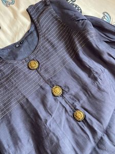 Stylish Navy Blue Kurta with Gold Embellishments