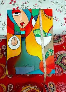 Vibrant Abstract Face &amp; Cocktail Painting