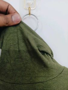 Olive Green Turtleneck Top