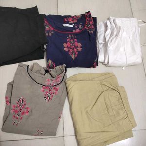 5 Piece Combo Floral Print Kurti Set