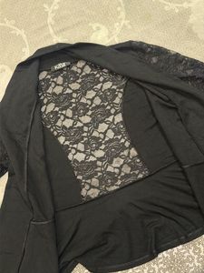 Elegant Black Lace Sleeve Peplum Top
