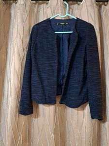 Mango Navy Blue Textured Blazer