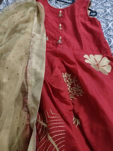 Anarkali Red suit with golden duppata