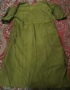 Elegant Olive Kurta Set with Blue Pants