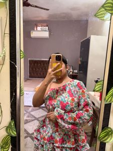 Floral One-Shoulder Ruffle Dress