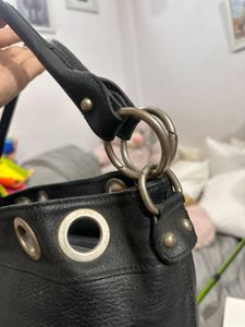 Chic Black Leather Bucket Bag