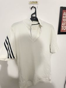 Adidas White T-Shirt with Stripes