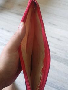 Embroidered Red Pouch