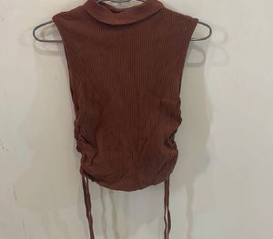 Ribbed Mock Neck Sleeveless Top
