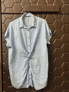 ZARA Striped Tie-Front Button-Up Shirt