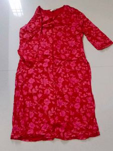 Red Floral Print Kurta set