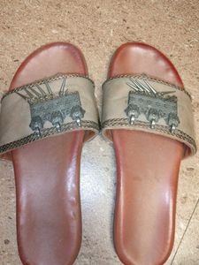 Embellished Tan Slides