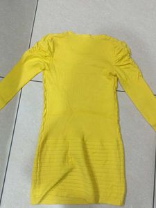 Vibrant Yellow Embellished Sweater Top