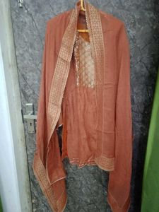 Elegant Orange Kurta Set with Dupatta
