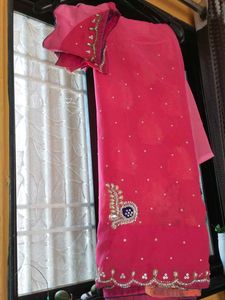 Beautiful Pink Embroidered Saree