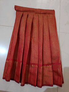 Red &amp; Gold Brocade Ethnic Skirt