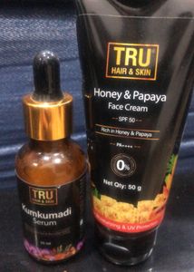 179/- For Combo. This Is Also A Repurchase Of The Beneficial kumkumadi Oil For Face Which Has Natural Benefits And With A Face Cream Containing honey And Papaya With spf 50