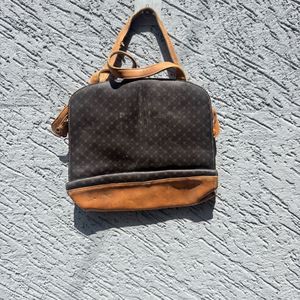 Vintage Logo Print Leather Handbag