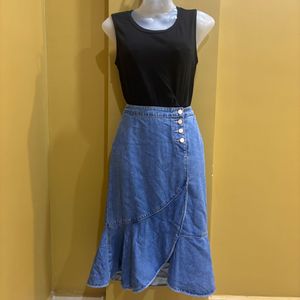 Stylish Denim Wrap Skirt