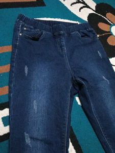 Girls' Blue Distressed Denim Jeans