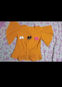 Cute Orange Butterfly Sleeve Top