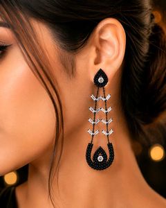 Trendy Elegant Black Dangle Earrings
