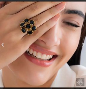 Alluring Black Crystal Cocktail Ring