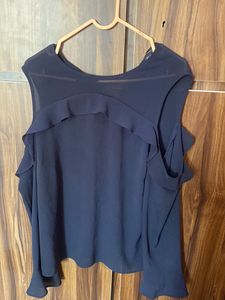 Navy Blue Shoulder Cut Top