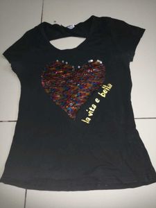 Sparkling Heart Sequin T-Shirt