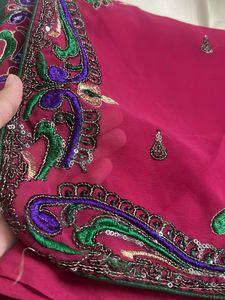 Embroidered Pink Saree with Sequins