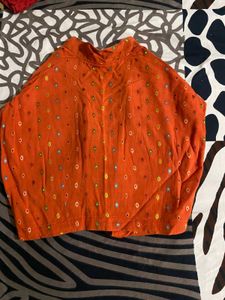 Orange blouse with Geometric Print