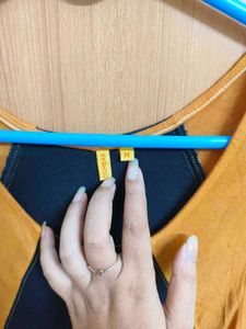 Mustard Two-Tone Casual Dress