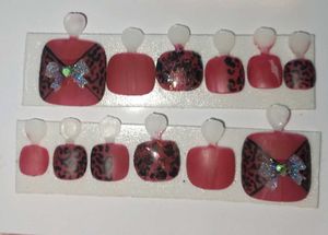 Red &amp; Glitter Matte Press-On Toe Nails(12)