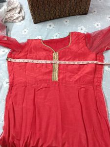 Red Colour Net Beautiful Dress , Long Gown With Du