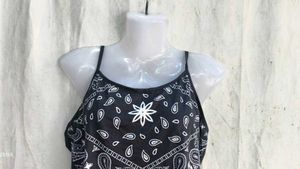 Black Bandana Print Crop Top