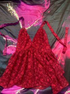Westoraa Red Floral Halter Top